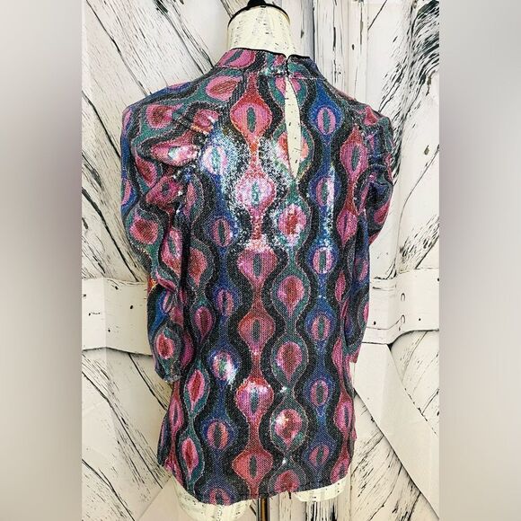NICOLE MILLER Sequin Top Multicolored M - Picture 6 of 10